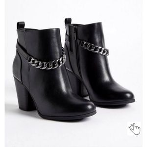 Torrid heeled booties with chain